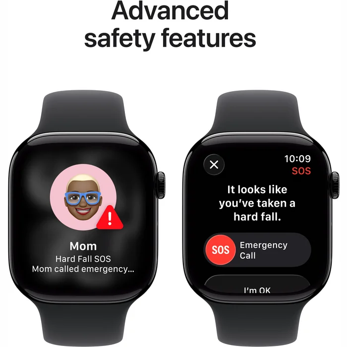 Apple Watch Series 11 GPS 42mm Jet Black Aluminium Case with Black Sport Band - M/L