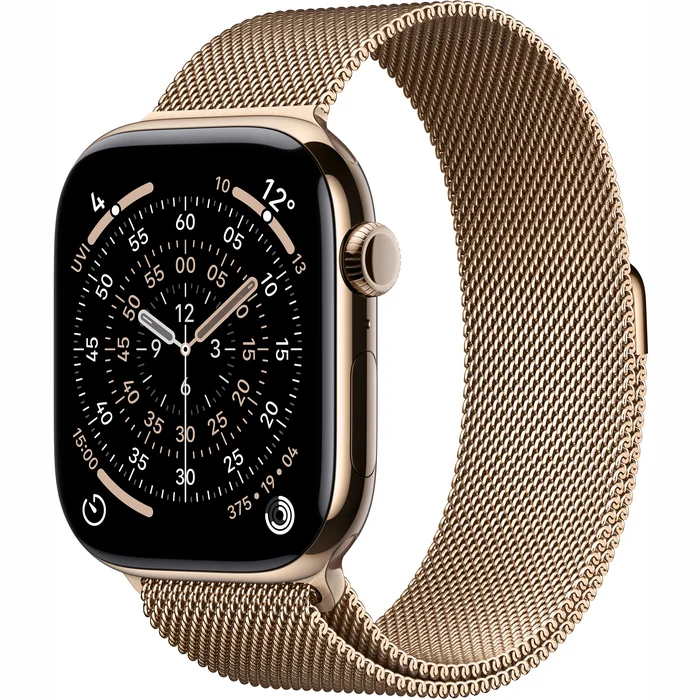 Apple Watch Series 11 GPS + Cellular 42mm Gold Titanium Case with Gold Milanese Loop