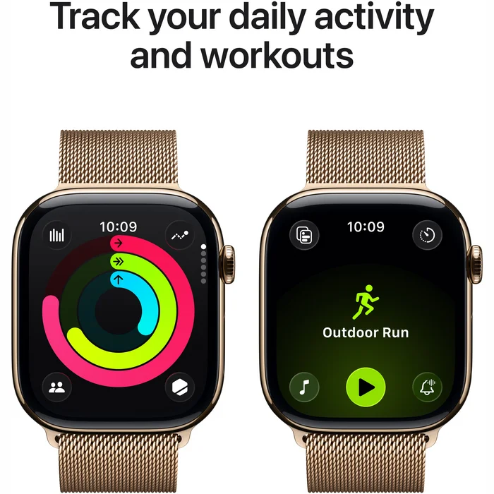 Apple Watch Series 11 GPS + Cellular 42mm Gold Titanium Case with Gold Milanese Loop
