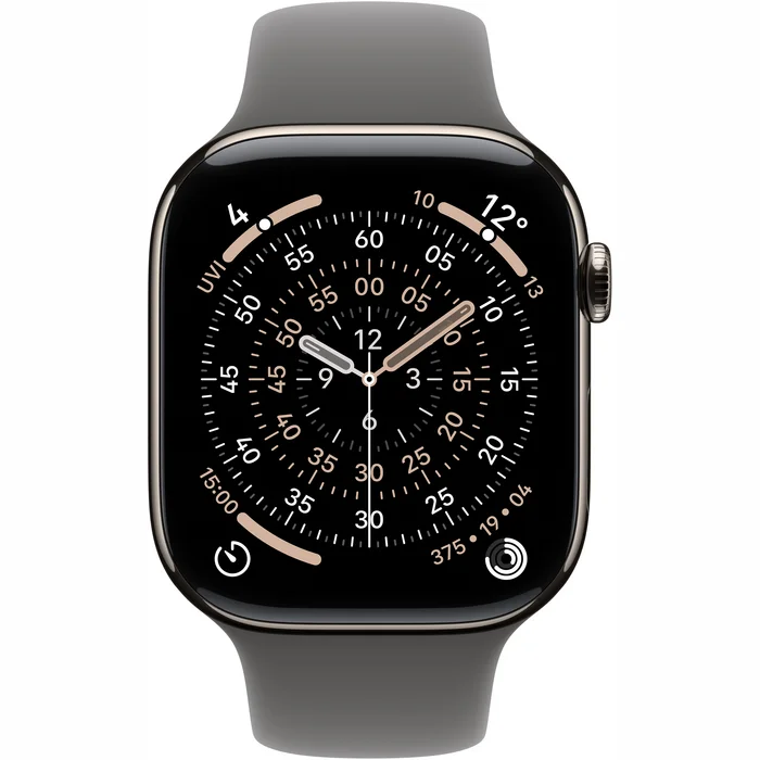 Apple Watch Series 11 GPS + Cellular 46mm Natural Titanium Case with Stone Grey Sport Band - M/L