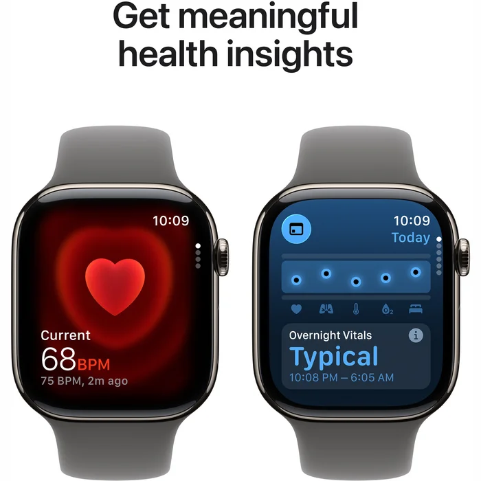 Apple Watch Series 11 GPS + Cellular 42mm Natural Titanium Case with Stone Grey Sport Band - M/L