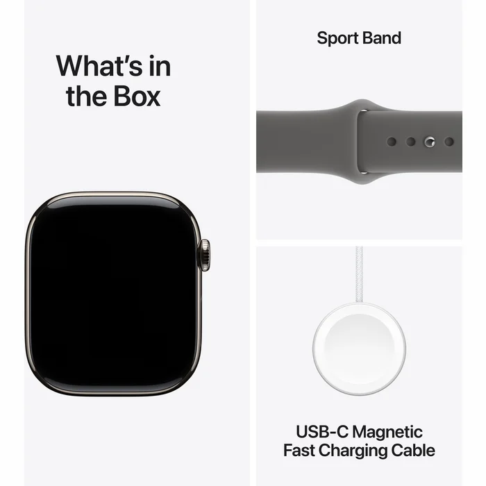 Apple Watch Series 11 GPS + Cellular 42mm Natural Titanium Case with Stone Grey Sport Band - M/L