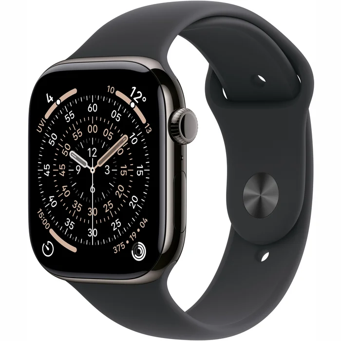 Apple Watch Series 11 GPS + Cellular 42mm Slate Titanium Case with Black Sport Band - S/M