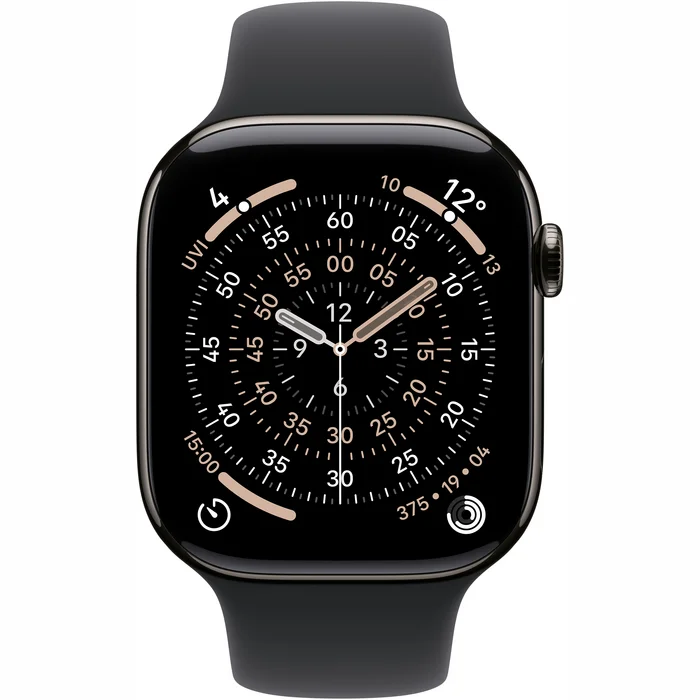 Apple Watch Series 11 GPS + Cellular 42mm Slate Titanium Case with Black Sport Band - S/M