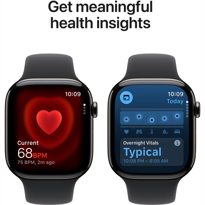 Apple Watch Series 11 GPS + Cellular 42mm Slate Titanium Case with Black Sport Band - S/M