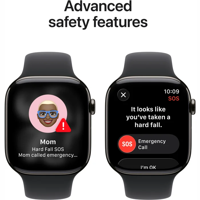 Apple Watch Series 11 GPS + Cellular 42mm Slate Titanium Case with Black Sport Band - S/M
