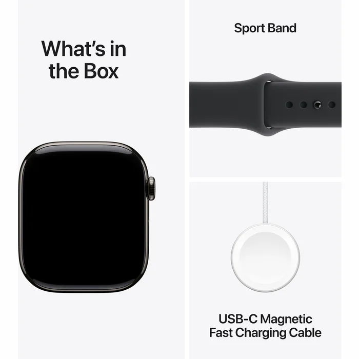 Apple Watch Series 11 GPS + Cellular 42mm Slate Titanium Case with Black Sport Band - S/M