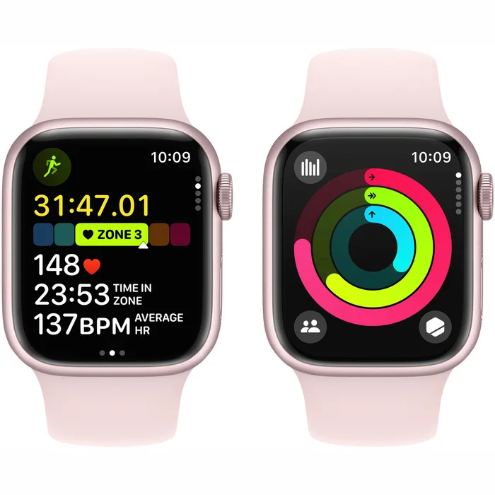 Viedpulkstenis Apple Watch Series 9 GPS + Cellular 45mm Pink Aluminium Case with Light Pink Sport Band - S/M