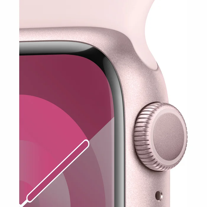 Viedpulkstenis Apple Watch Series 9 GPS 41mm Pink Aluminium Case with Light Pink Sport Band - M/L