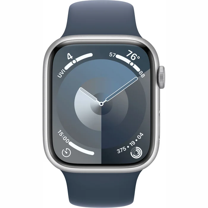 Viedpulkstenis Apple Watch Series 9 GPS 45mm Silver Aluminium Case with Storm Blue Sport Band - M/L