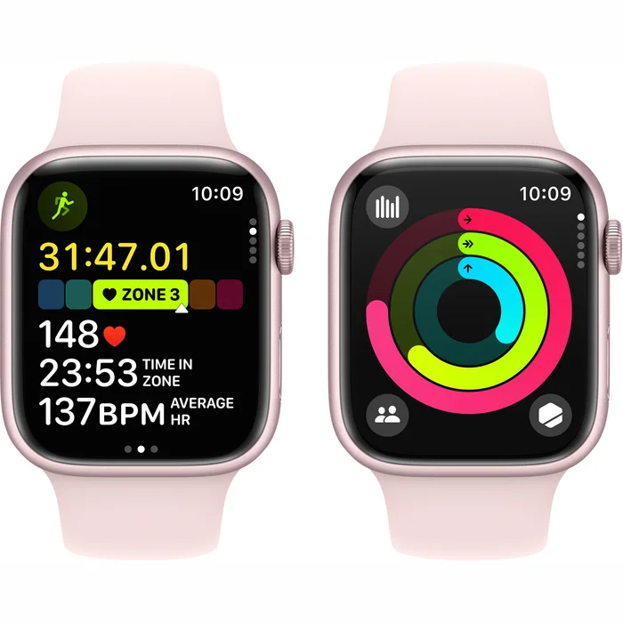 Viedpulkstenis Apple Watch Series 9 GPS 45mm Pink Aluminium Case with Light Pink Sport Band - S/M