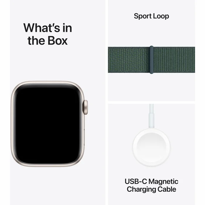 Viedpulkstenis Apple Watch SE 2024 GPS 40mm Starlight Aluminium Case with Lake Green Sport Loop