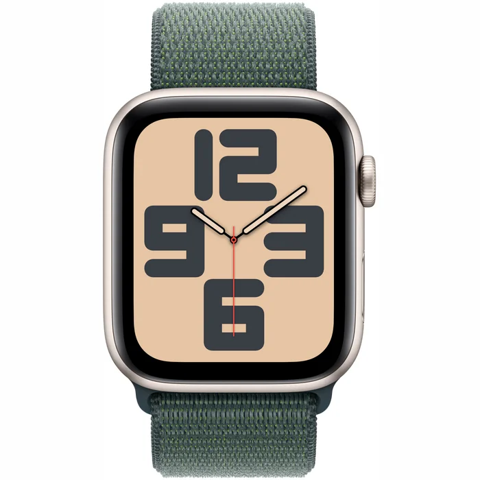 Viedpulkstenis Apple Watch SE 2024 GPS 44mm Starlight Aluminium Case with Lake Green Sport Loop