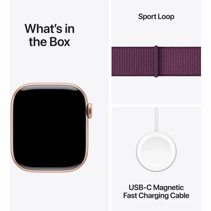 Viedpulkstenis Apple Watch Series 10 GPS 42mm Rose Gold Aluminium Case with Plum Sport Loop