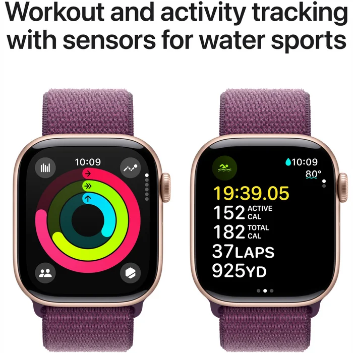 Viedpulkstenis Apple Watch Series 10 GPS 42mm Rose Gold Aluminium Case with Plum Sport Loop