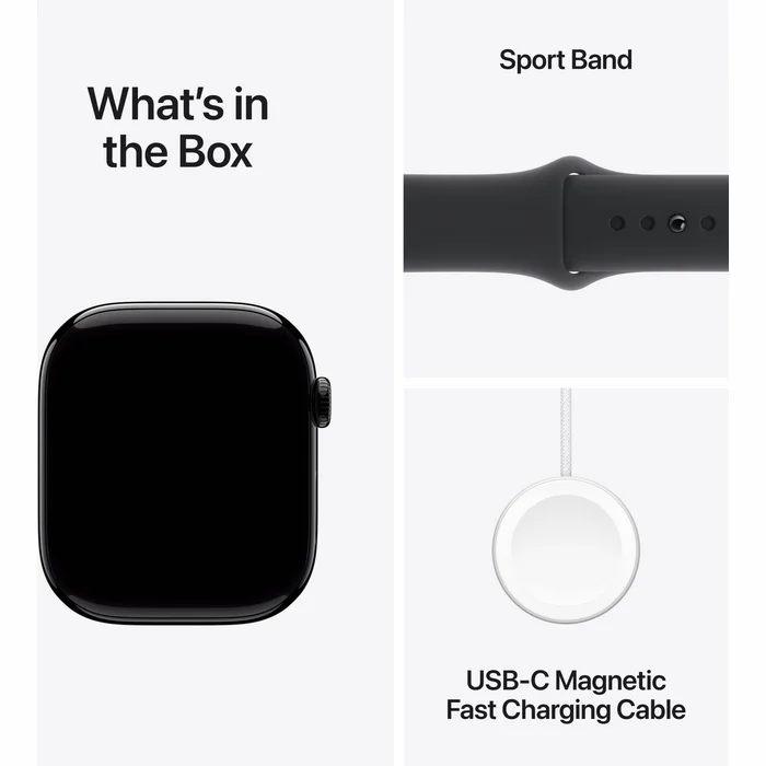 Viedpulkstenis Apple Watch Series 10 GPS 46mm Jet Black Aluminium Case with Black Sport Band - M/L