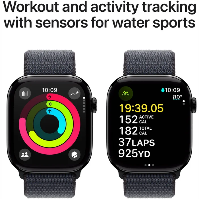 Viedpulkstenis Apple Watch Series 10 GPS 46mm Jet Black Aluminium Case with Ink Sport Loop