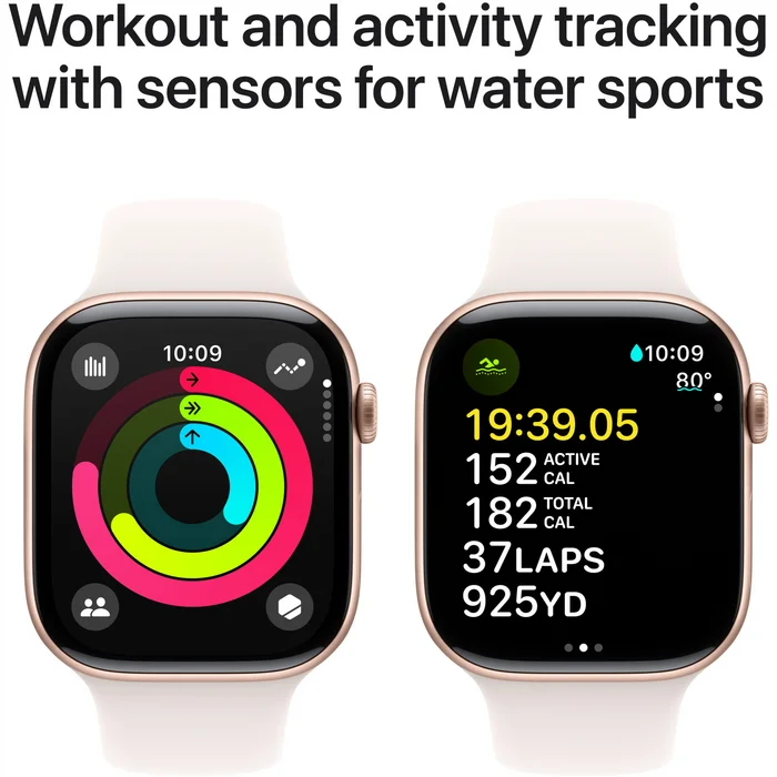 Viedpulkstenis Apple Watch Series 10 GPS 46mm Rose Gold Aluminium Case with Light Blush Sport Band - M/L