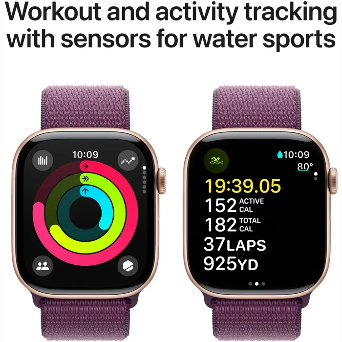 Viedpulkstenis Apple Watch Series 10 GPS 46mm Rose Gold Aluminium Case with Plum Sport Loop