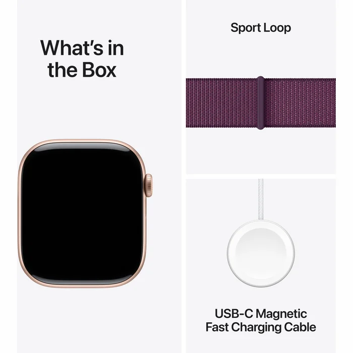 Viedpulkstenis Apple Watch Series 10 GPS 46mm Rose Gold Aluminium Case with Plum Sport Loop