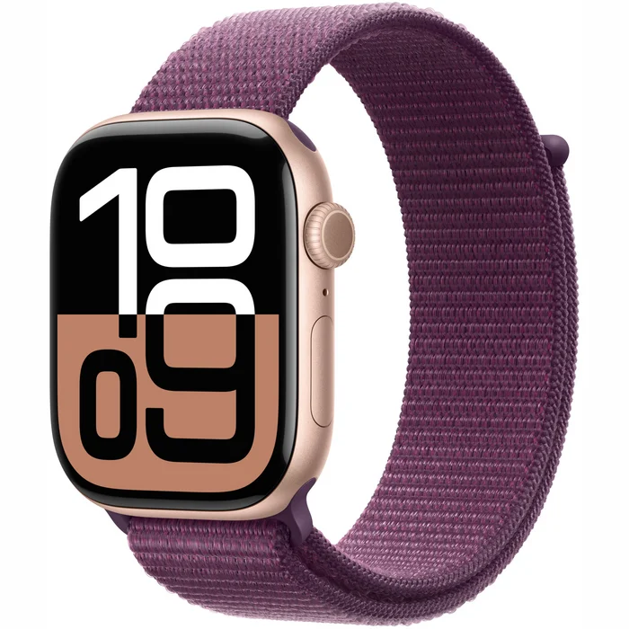 Viedpulkstenis Apple Watch Series 10 GPS 46mm Rose Gold Aluminium Case with Plum Sport Loop