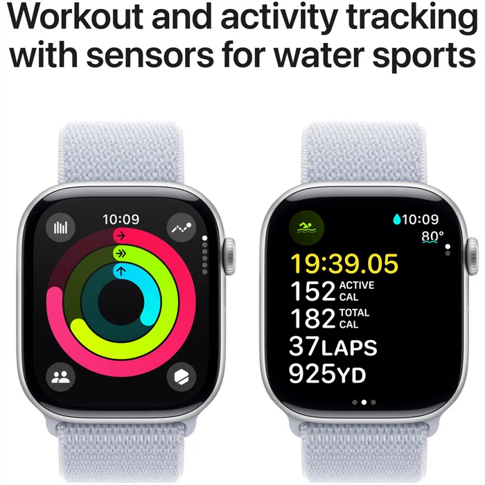 Viedpulkstenis Apple Watch Series 10 GPS 46mm Silver Aluminium Case with Blue Cloud Sport Loop