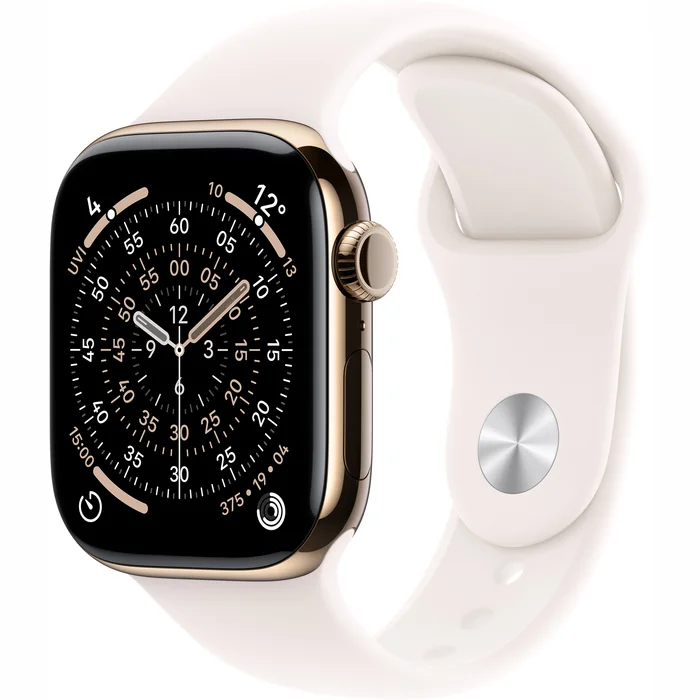 Apple Watch Series 11 GPS + Cellular 42mm Gold Titanium Case with Light Blush Sport Band - M/L