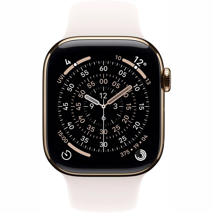 Apple Watch Series 11 GPS + Cellular 42mm Gold Titanium Case with Light Blush Sport Band - M/L