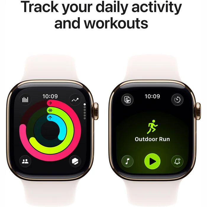Apple Watch Series 11 GPS + Cellular 46mm Gold Titanium Case with Light Blush Sport Band - M/L