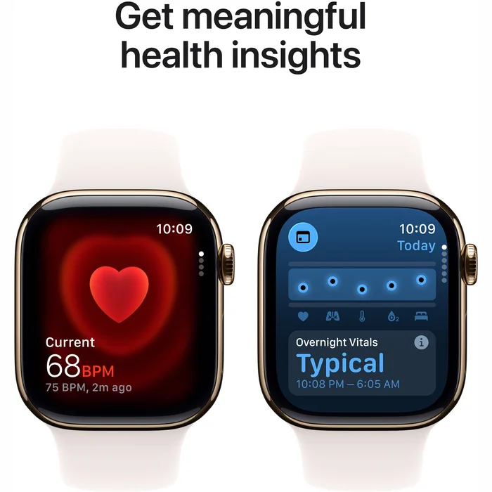 Apple Watch Series 11 GPS + Cellular 42mm Gold Titanium Case with Light Blush Sport Band - M/L