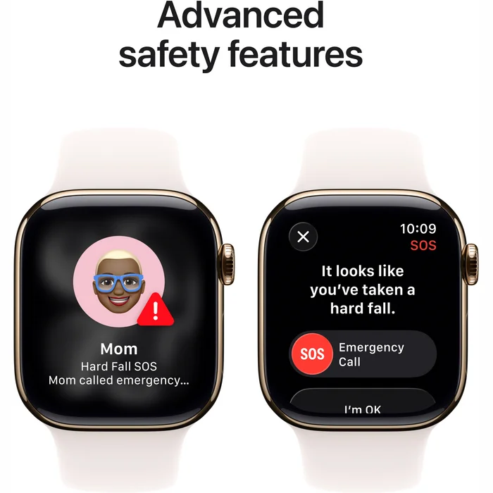 Apple Watch Series 11 GPS + Cellular 46mm Gold Titanium Case with Light Blush Sport Band - S/M