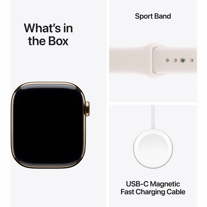 Apple Watch Series 11 GPS + Cellular 46mm Gold Titanium Case with Light Blush Sport Band - S/M