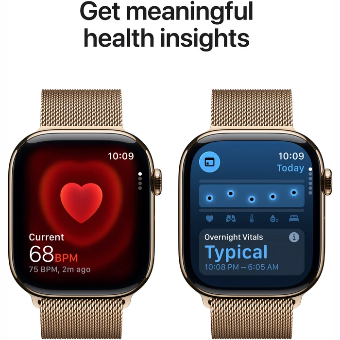 Apple Watch Series 11 GPS + Cellular 46mm Gold Titanium Case with Gold Milanese Loop - M/L