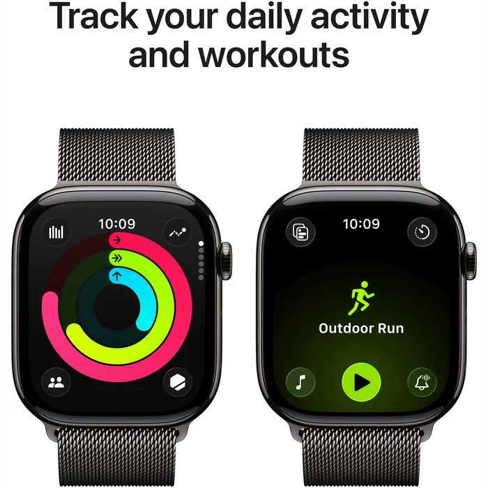 Apple Watch Series 11 GPS + Cellular 46mm Slate Titanium Case with Slate Milanese Loop - S/M