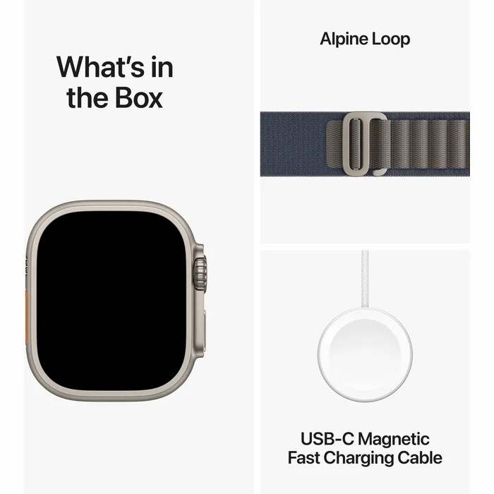 Viedpulkstenis Apple Watch Ultra 2 GPS + Cellular 49mm Titanium Case with Blue Alpine Loop - Small