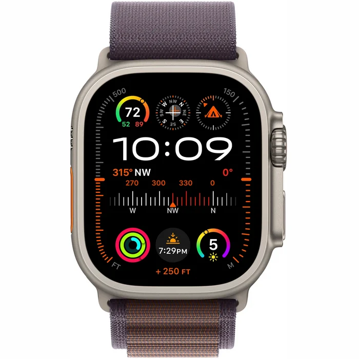 Viedpulkstenis Apple Watch Ultra 2 GPS + Cellular 49mm Titanium Case with Indigo Alpine Loop - Large