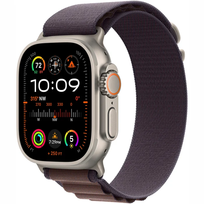 Viedpulkstenis Apple Watch Ultra 2 GPS + Cellular 49mm Titanium Case with Indigo Alpine Loop - Large
