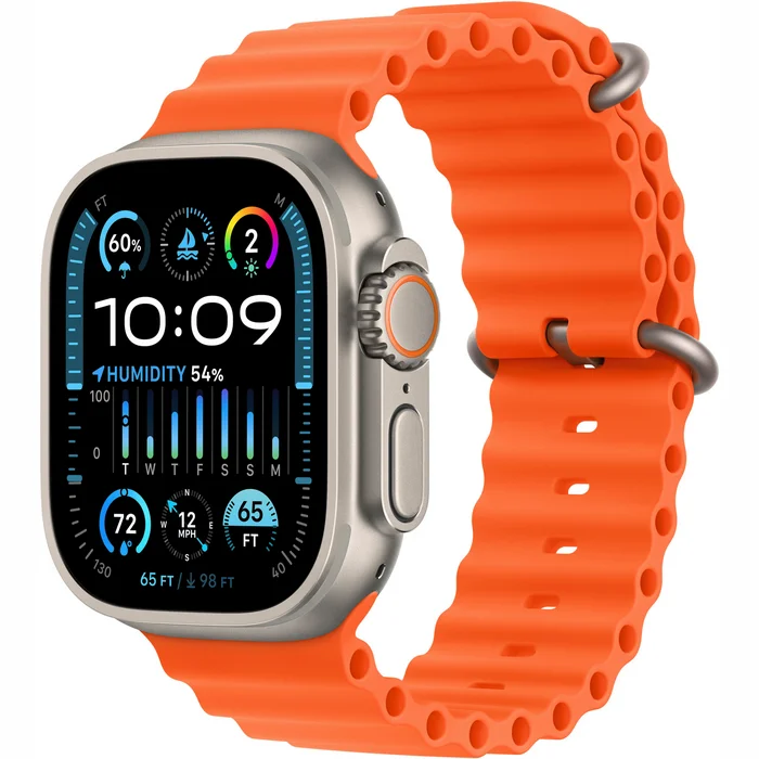 Viedpulkstenis Apple Watch Ultra 2 GPS + Cellular 49mm Titanium Case with Orange Ocean Band