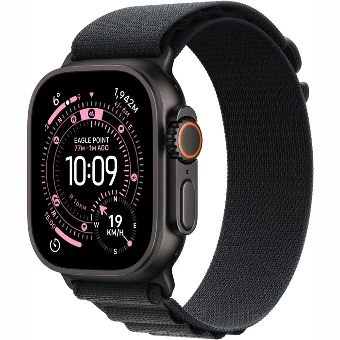 Apple Watch Ultra 3 GPS + Cellular 49mm Black Titanium Case with Black Alpine Loop - Large