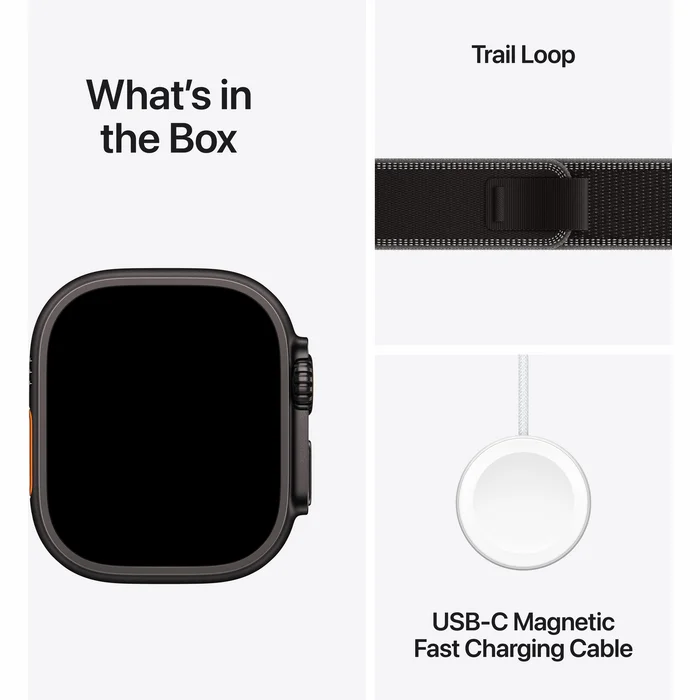 Apple Watch Ultra 3 GPS + Cellular 49mm Black Titanium Case with Black/Charcoal Trail Loop - M/L