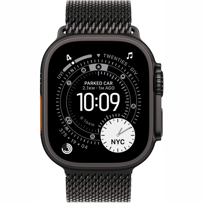 Apple Watch Ultra 3 GPS + Cellular 49mm Black Titanium Case with Black Titanium Milanese Loop - L