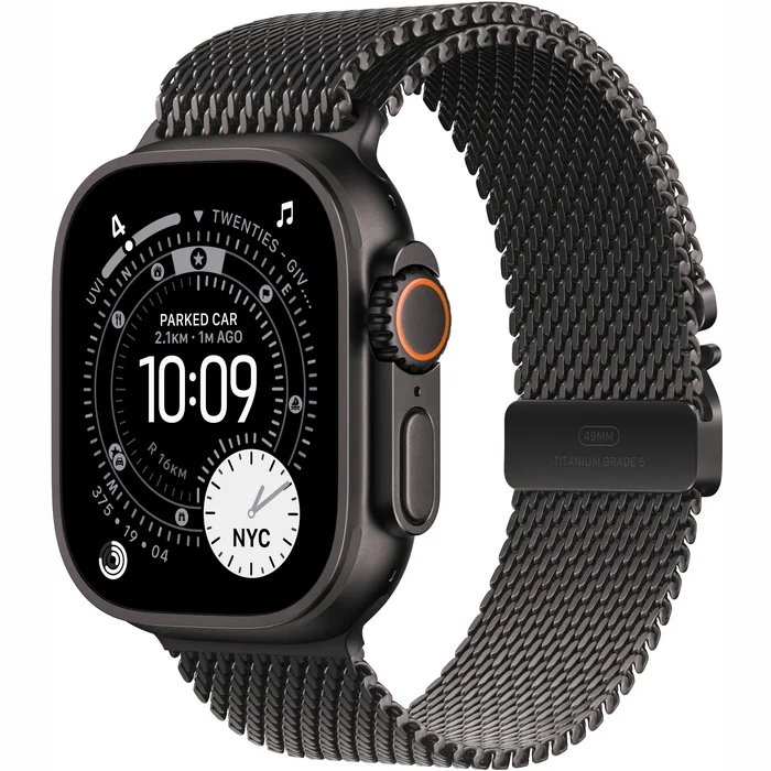 Apple Watch Ultra 3 GPS + Cellular 49mm Black Titanium Case with Black Titanium Milanese Loop - L