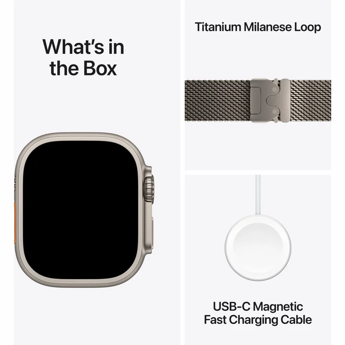 Apple Watch Ultra 3 GPS + Cellular 49mm Nat.Titanium Case with Nat.Titanium Milanese Loop -Medium
