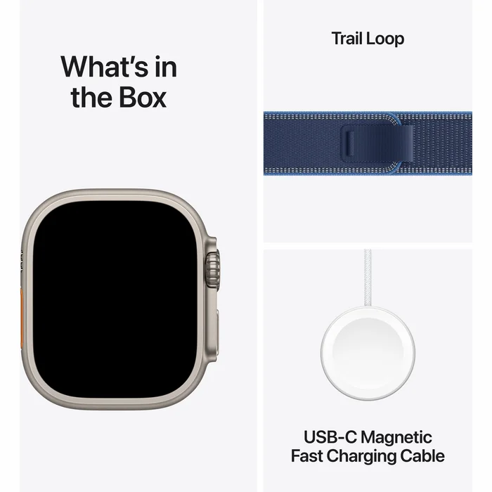 Apple Watch Ultra 3 GPS + Cellular 49mm Natural Titanium Case with Blue/Bright Blue Trail Loop - S/M