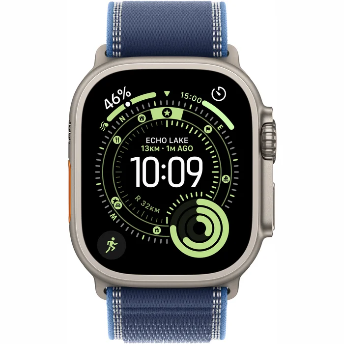 Apple Watch Ultra 3 GPS + Cellular 49mm Natural Titanium Case with Blue/Bright Blue Trail Loop - S/M