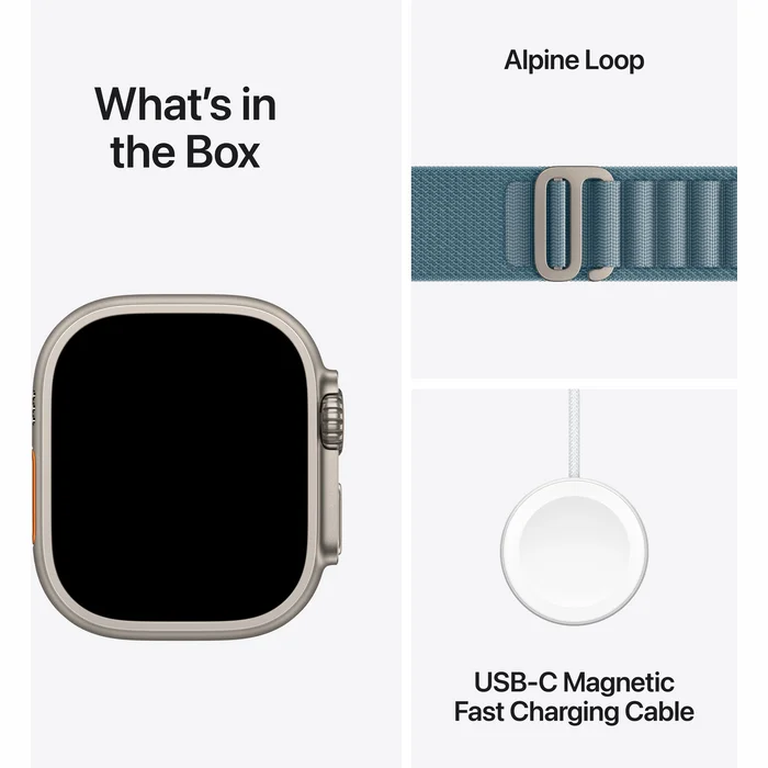 Apple Watch Ultra 3 GPS + Cellular 49mm Natural Titanium Case with Light Blue Alpine Loop - Large