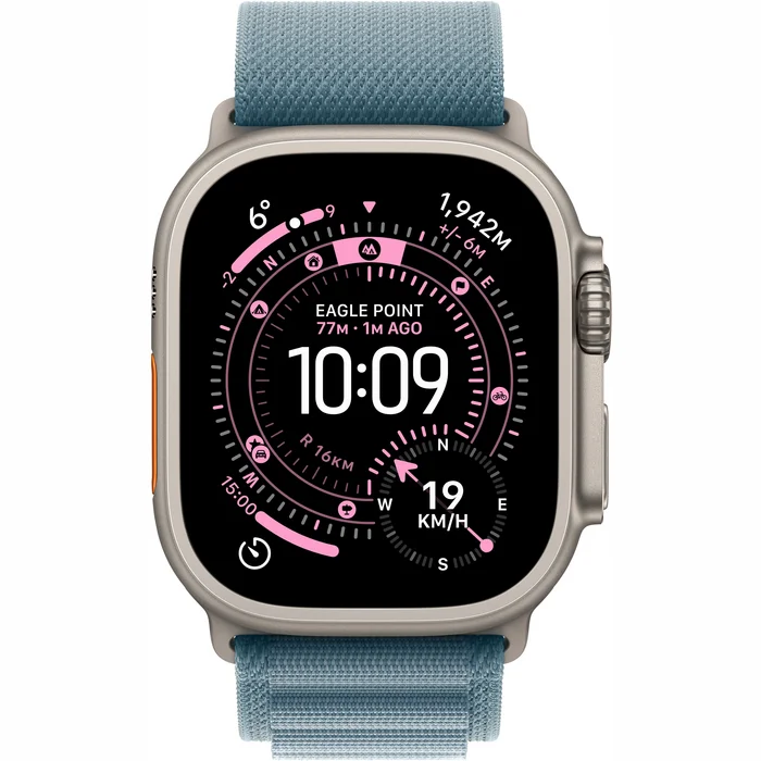 Apple Watch Ultra 3 GPS + Cellular 49mm Natural Titanium Case with Light Blue Alpine Loop - Small