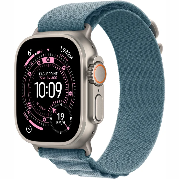Apple Watch Ultra 3 GPS + Cellular 49mm Natural Titanium Case with Light Blue Alpine Loop - Small
