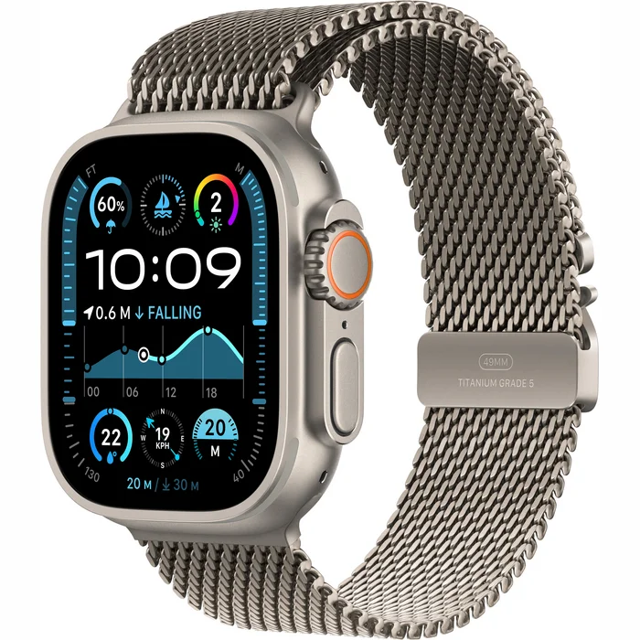 Viedpulkstenis Apple Watch Ultra 2 GPS + Cellular 49mm Natural Titanium Case with Natural Titanium Milanese Loop-M