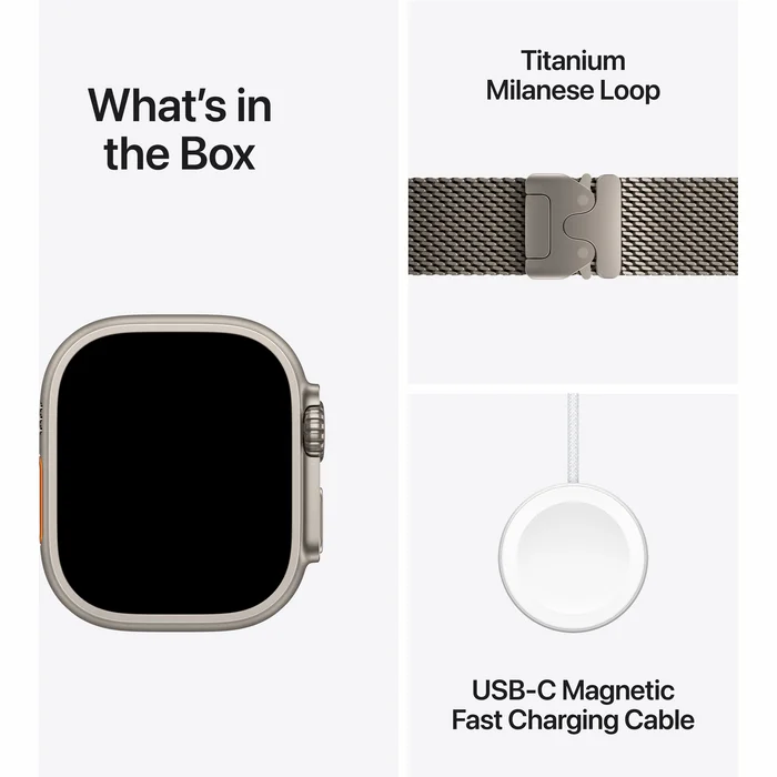 Viedpulkstenis Apple Watch Ultra 2 GPS + Cellular 49mm Natural Titanium Case with Natural Titanium Milanese Loop-M